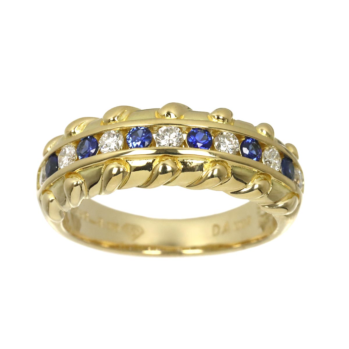 Sapphire 0.22ct Diamond 0.23ct Ring 18K YG 750 size6US