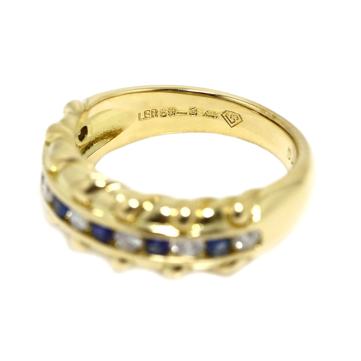 Sapphire 0.22ct Diamond 0.23ct Ring 18K YG 750 size6US