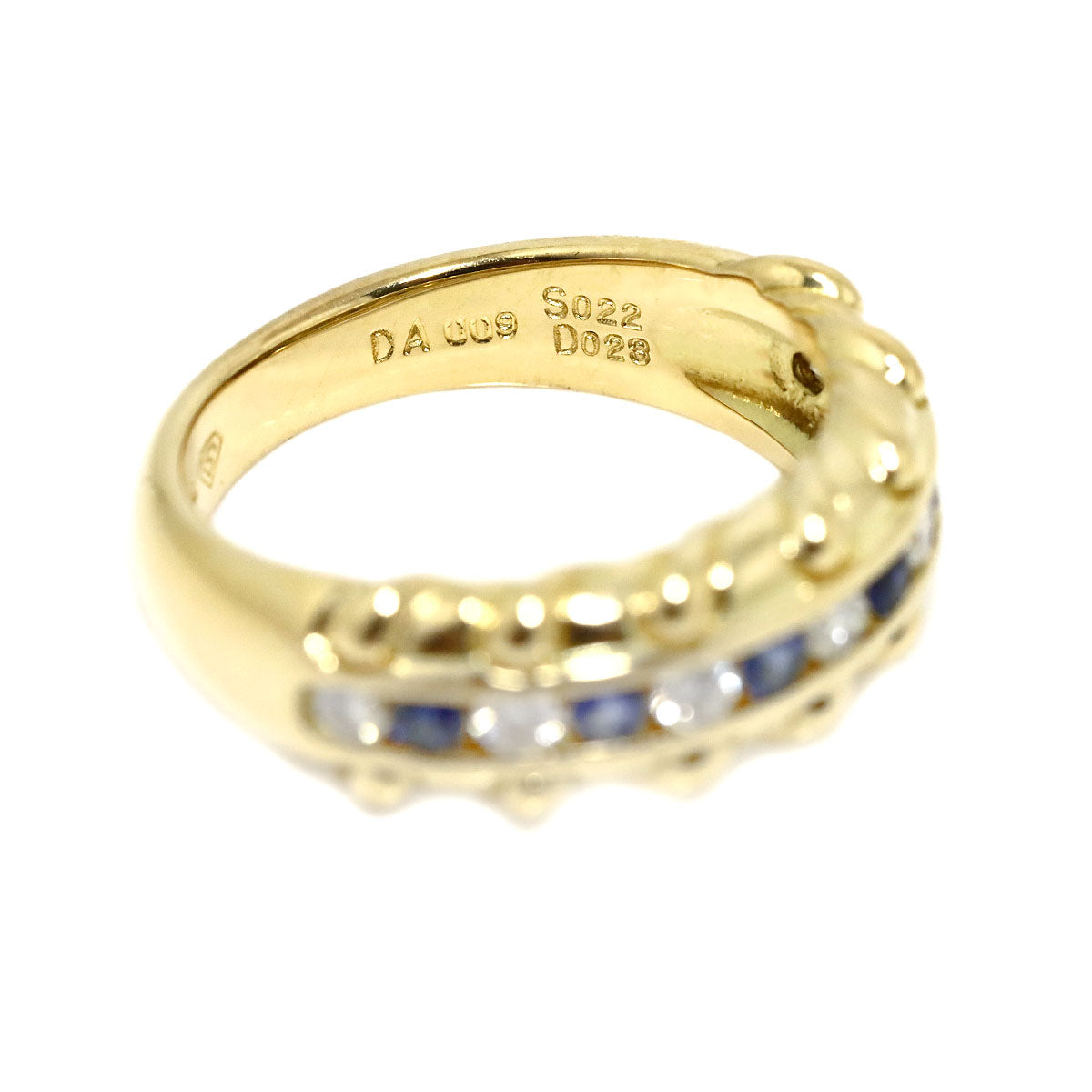 Sapphire 0.22ct Diamond 0.23ct Ring 18K YG 750 size6US