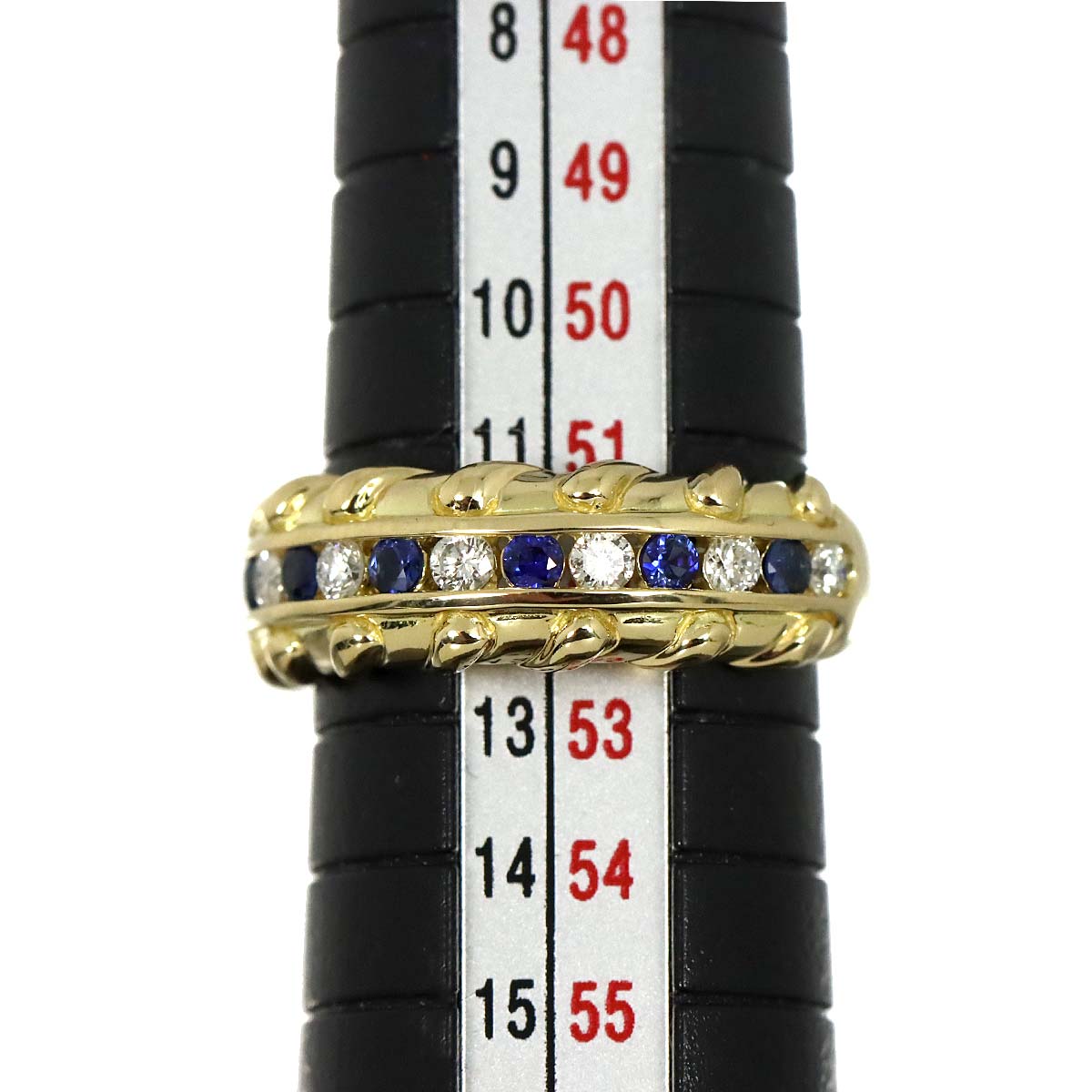 Sapphire 0.22ct Diamond 0.23ct Ring 18K YG 750 size6US