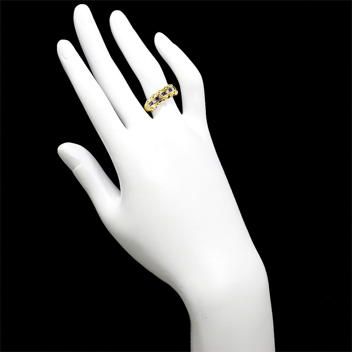 Sapphire 0.22ct Diamond 0.23ct Ring 18K YG 750 size6US