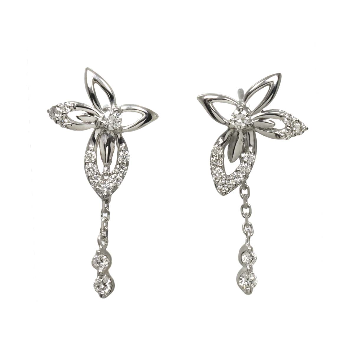Diamond 0.25ct/0.25ct Earrings Pierced 18K K18 WG 750