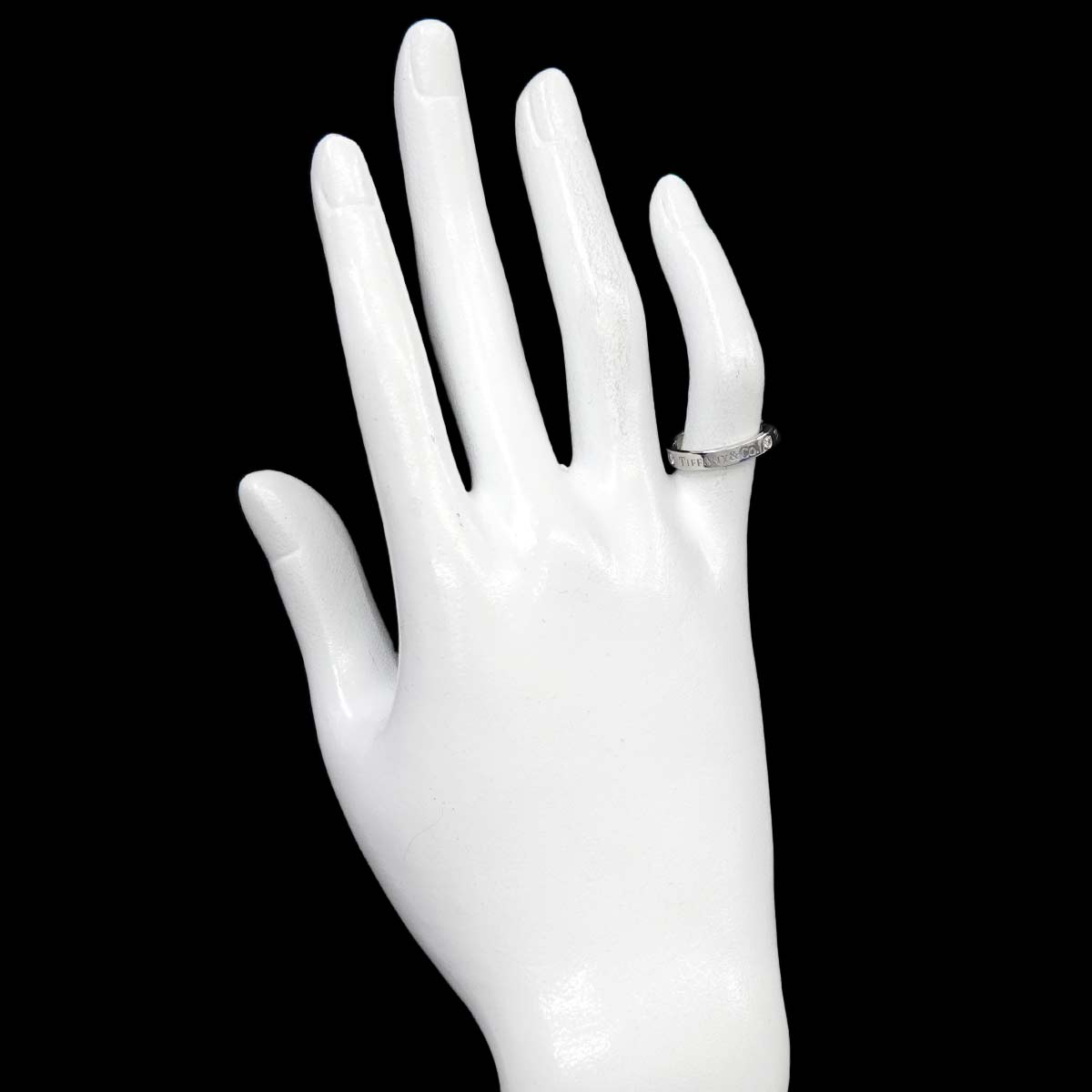 Logo Flat Band Ring Diamond 3P Platinum Size4-4.5(US)