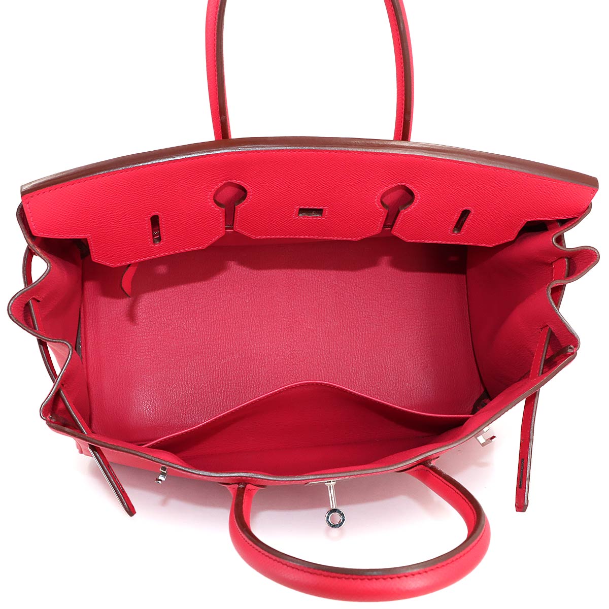 Birkin 35 Epsom Bougainvillier Hand Bag Red