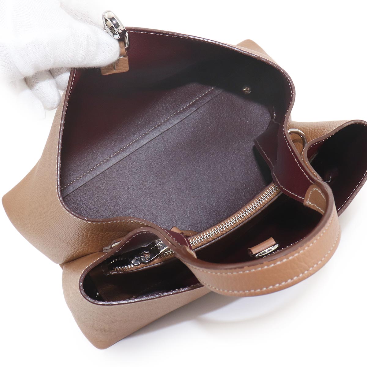 T Timeless Micro 2way Hand Shoulder Bag Leather Brown Purse
