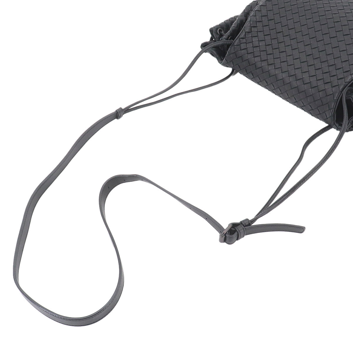 Intrecciato Shoulder Bag Leather Black Purse