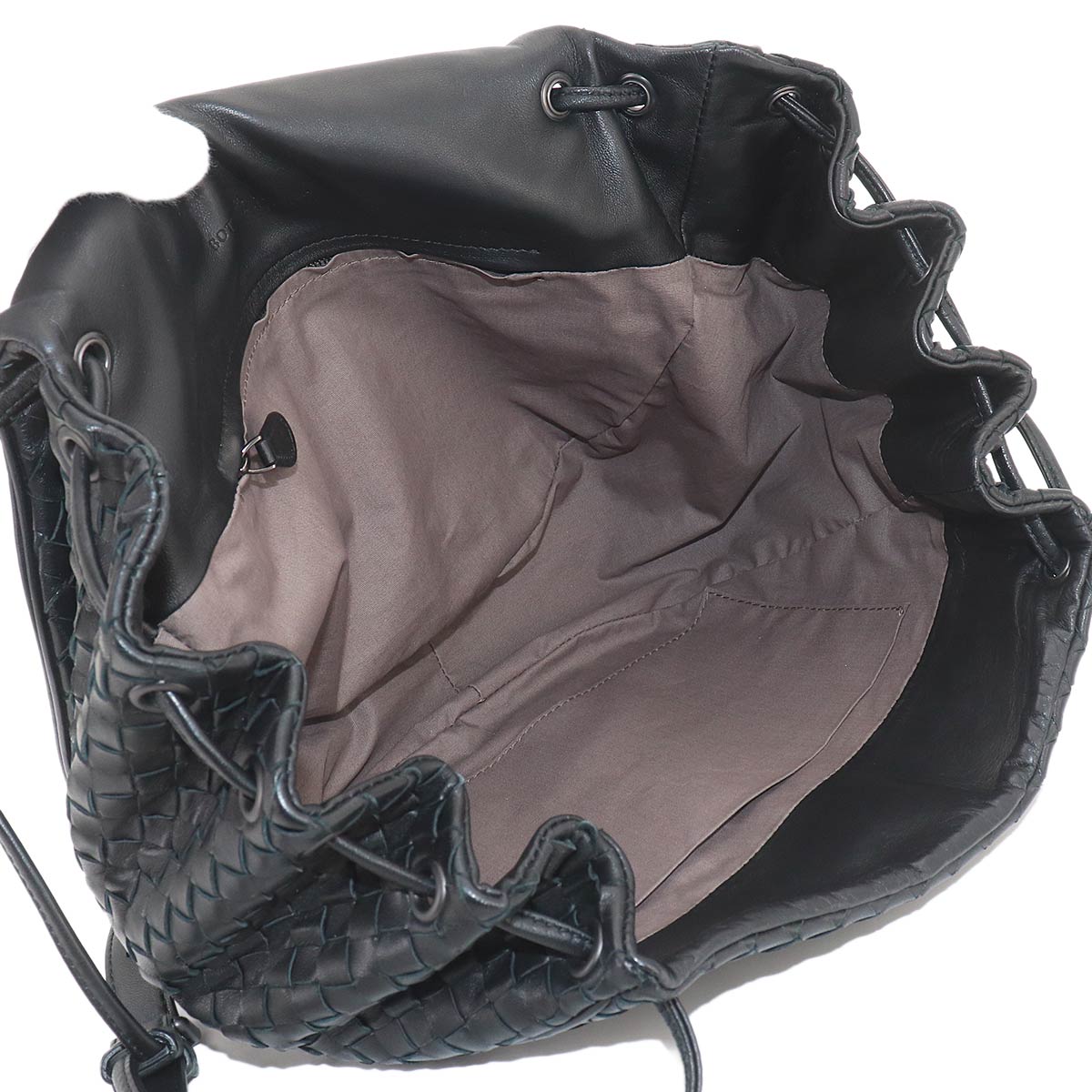 Intrecciato Shoulder Bag Leather Black Purse