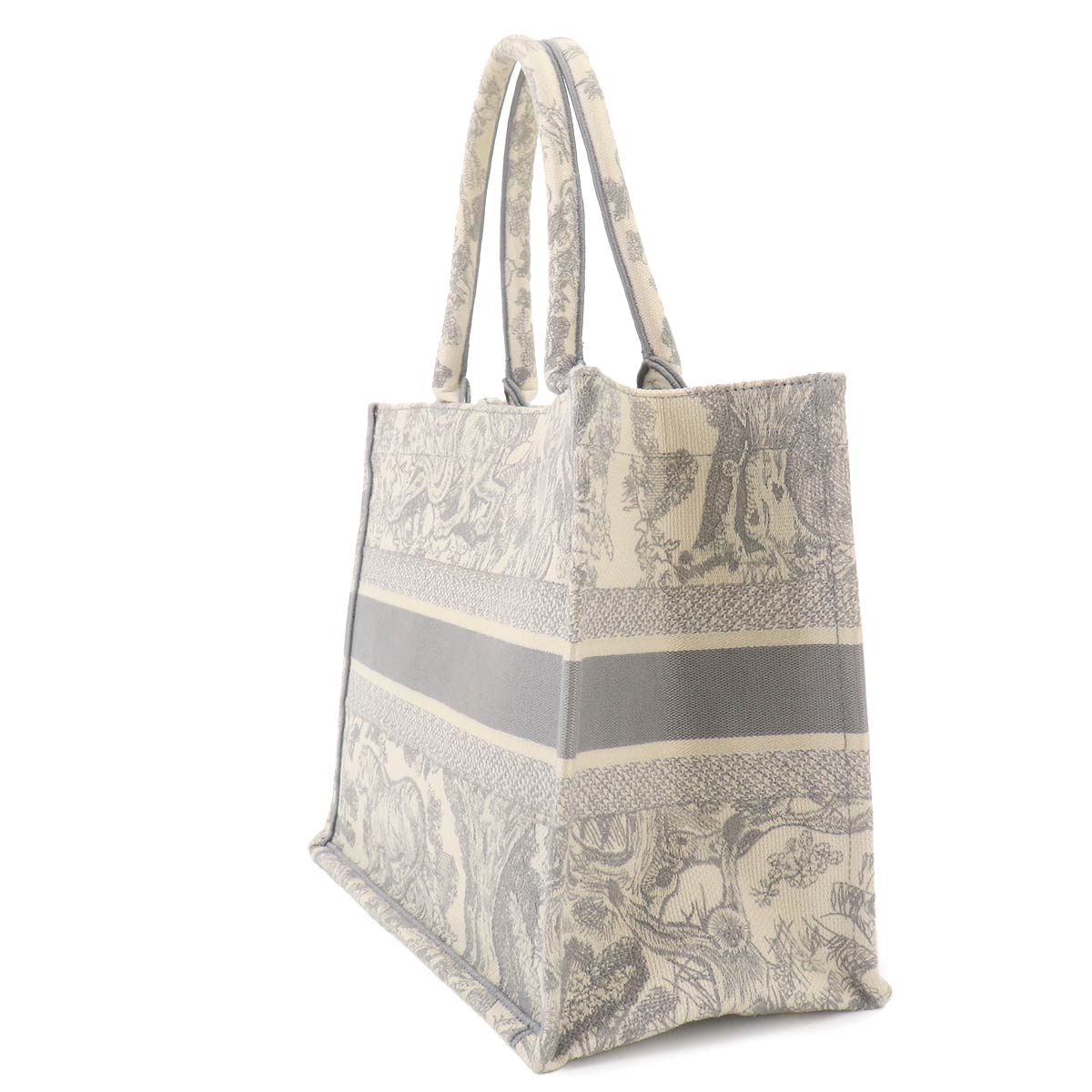 Toile de Jouy Book Tote Medium Bag Canvas Grey