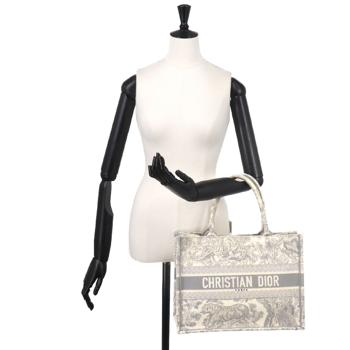 Toile de Jouy Book Tote Medium Bag Canvas Grey