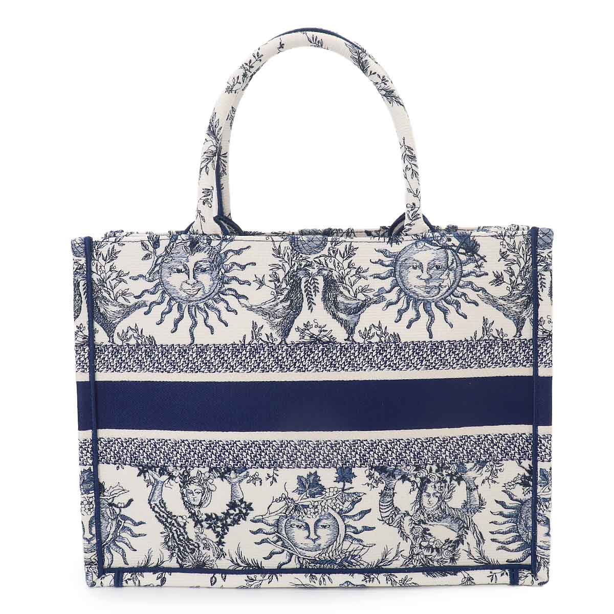 Book Tote Bag Medium Canvas White Blue
