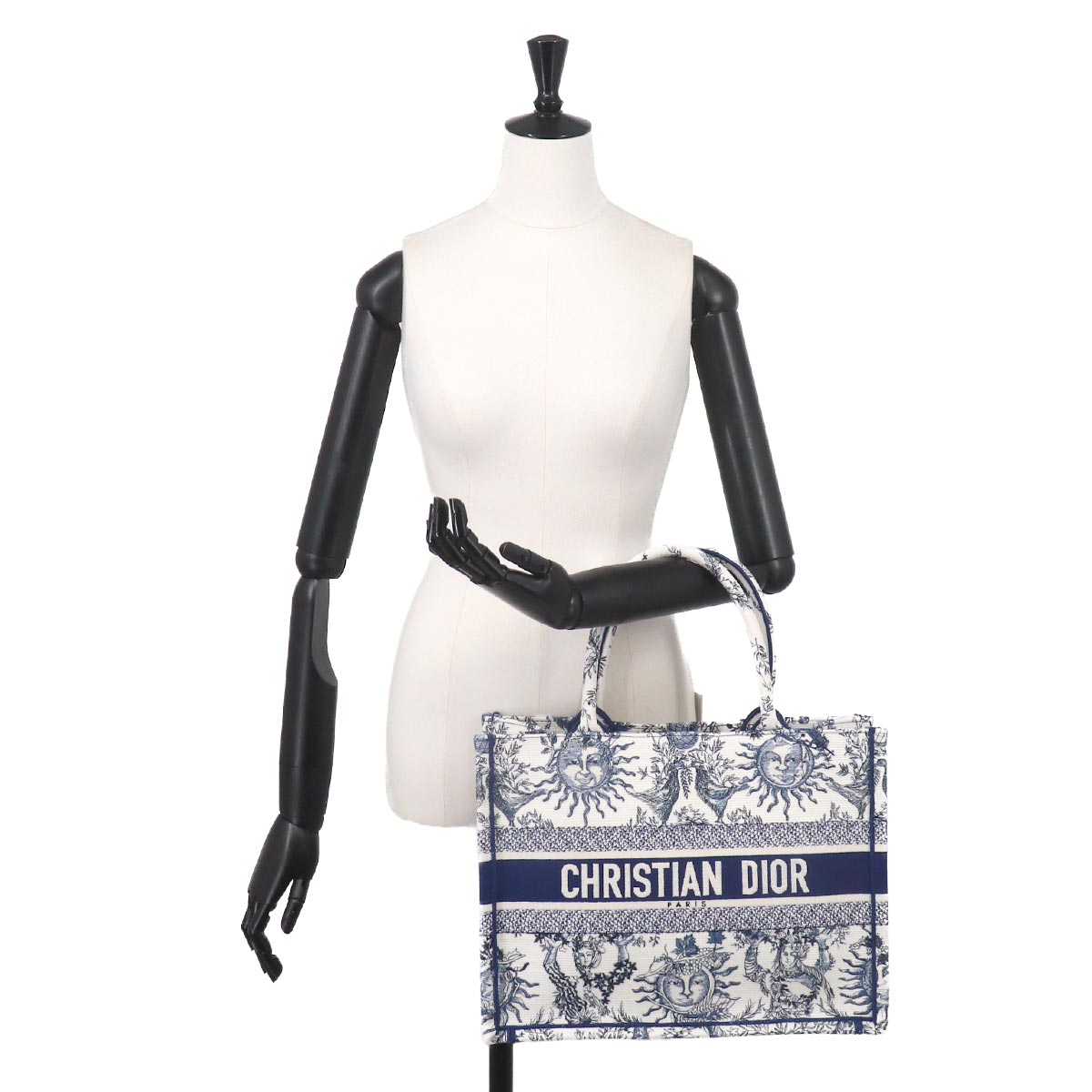 Book Tote Bag Medium Canvas White Blue