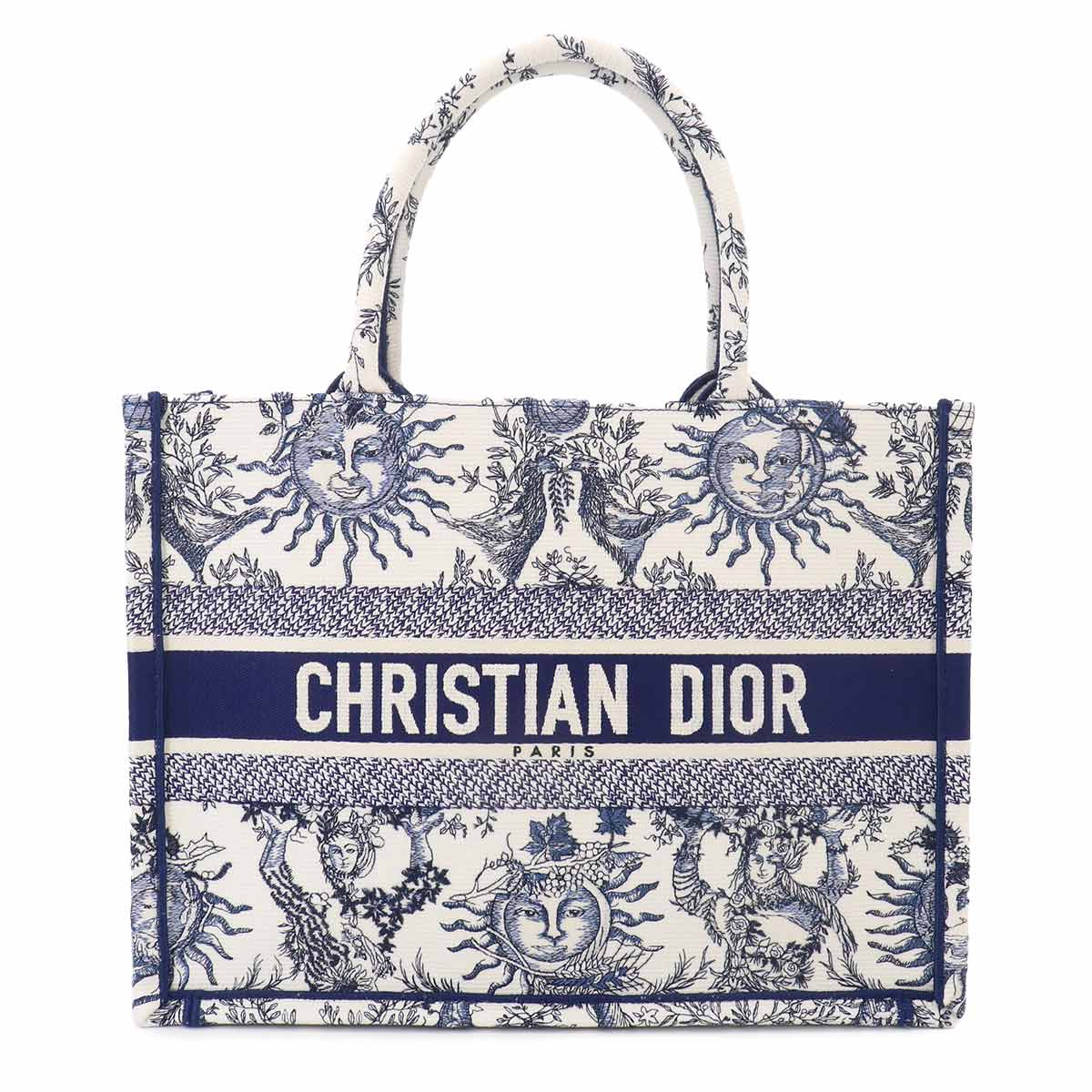 Book Tote Bag Medium Canvas White Blue