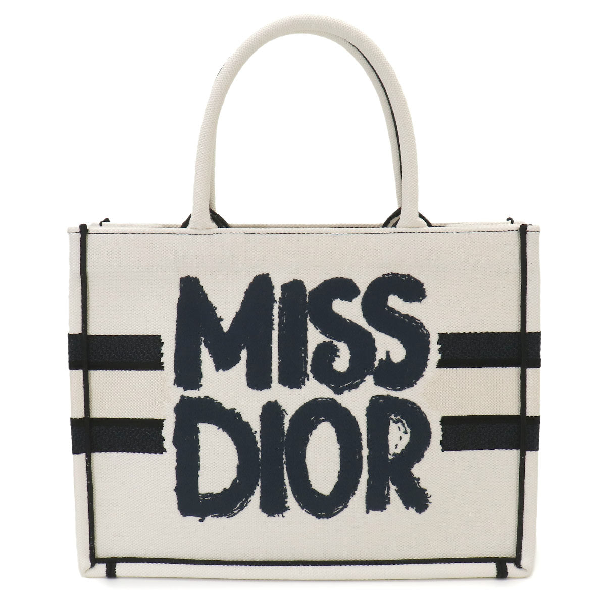 Miss Dior Graffiti Book Tote Medium Bag Canvas Blanc