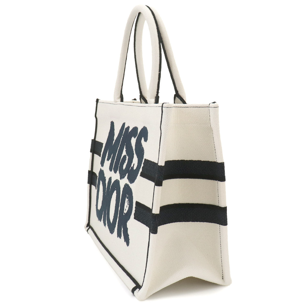 Miss Dior Graffiti Book Tote Medium Bag Canvas Blanc