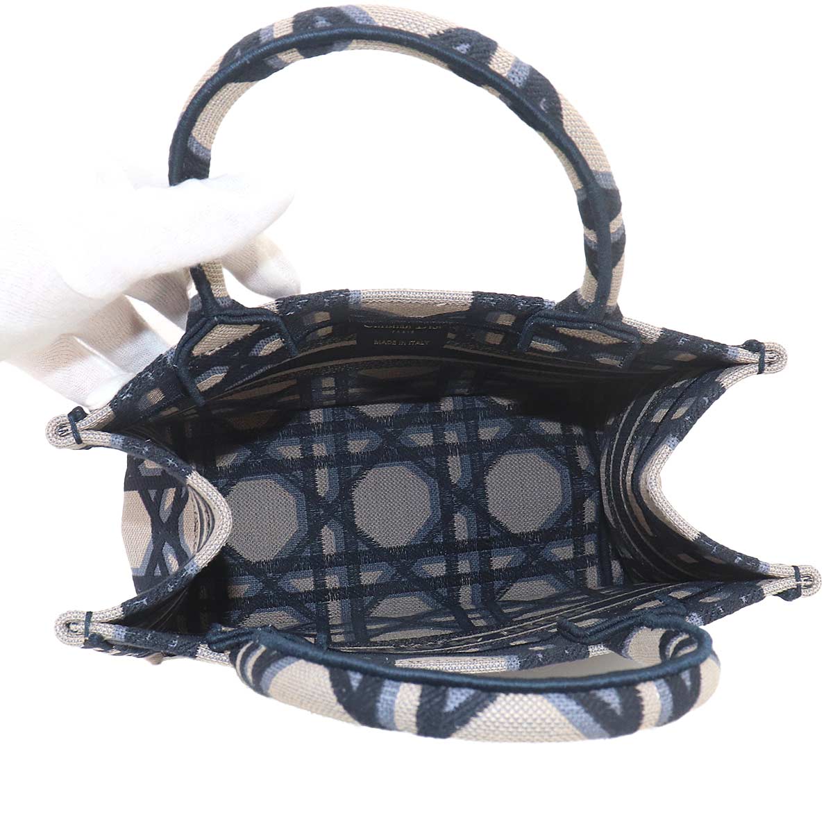 Macrocannage Book Tote Small Bag Canvas Navy
