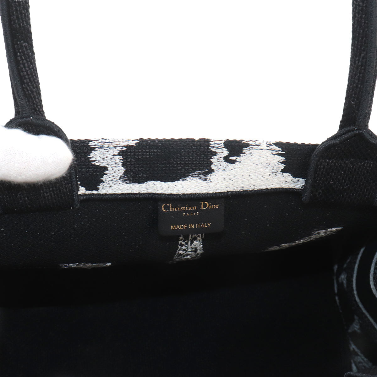 Book Tote Bag Medium Canvas Black White Eiffel Tower