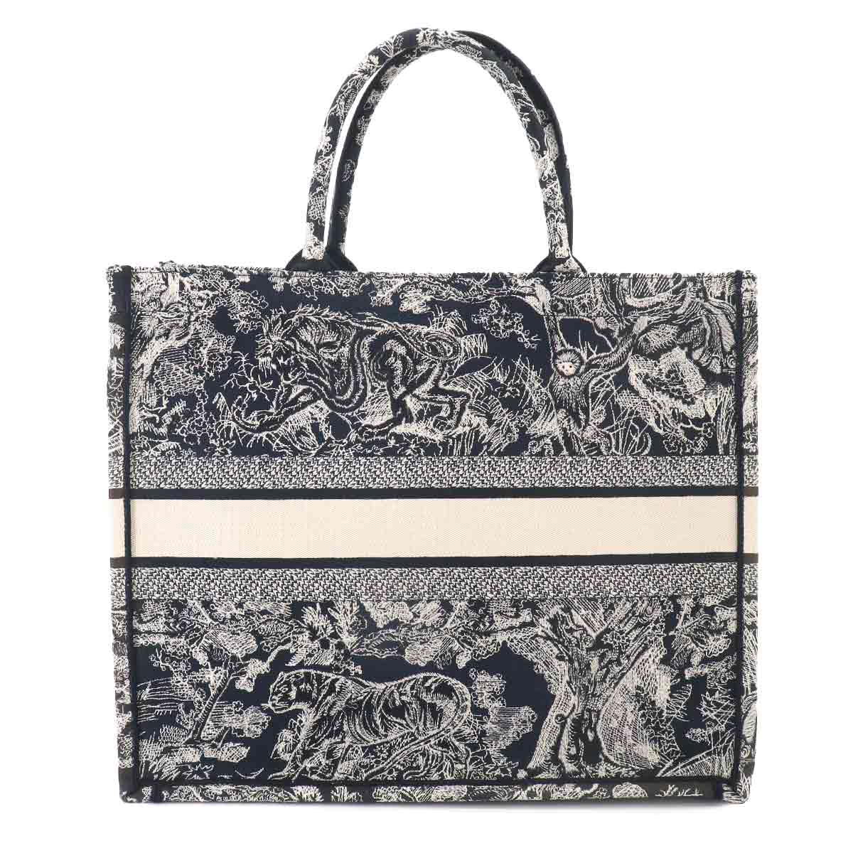 Reverse Toile De Jouy Book Tote Large Bag Canvas Navy