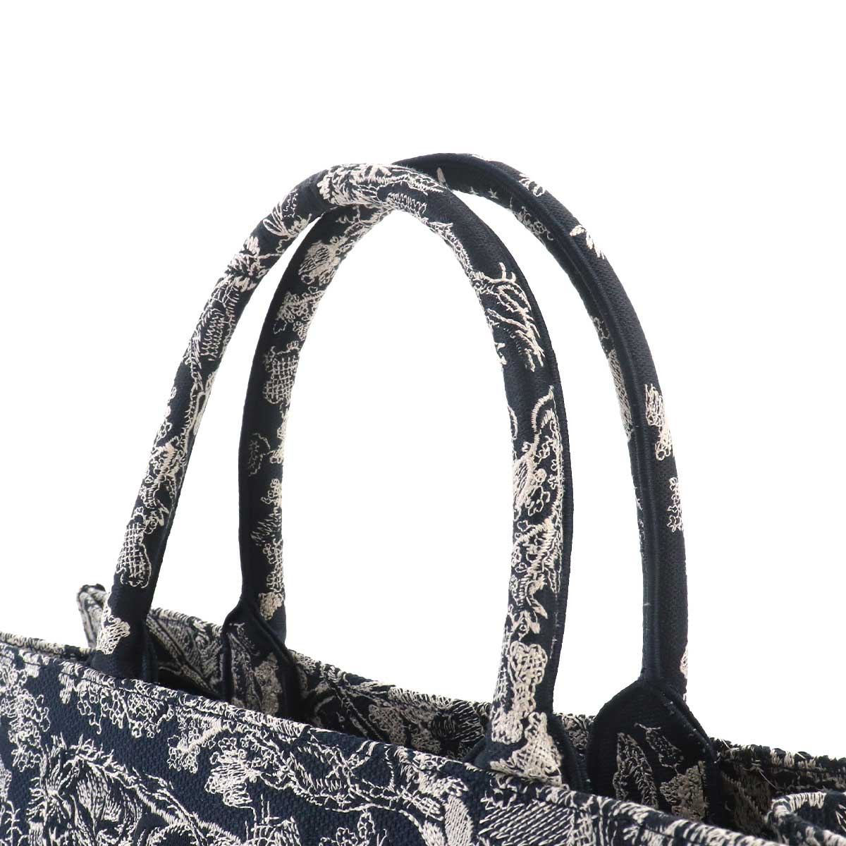 Reverse Toile De Jouy Book Tote Large Bag Canvas Navy