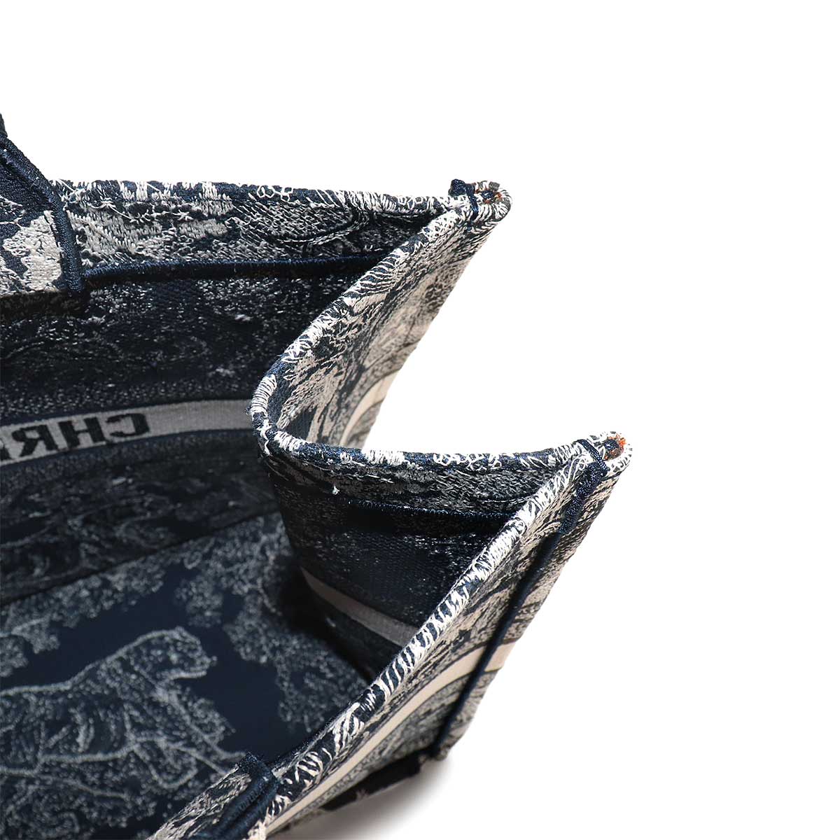 Reverse Toile De Jouy Book Tote Large Bag Canvas Navy