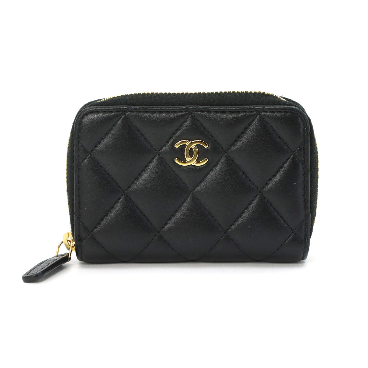 Matelasse Coin Case Purse Leather Black AP0216
