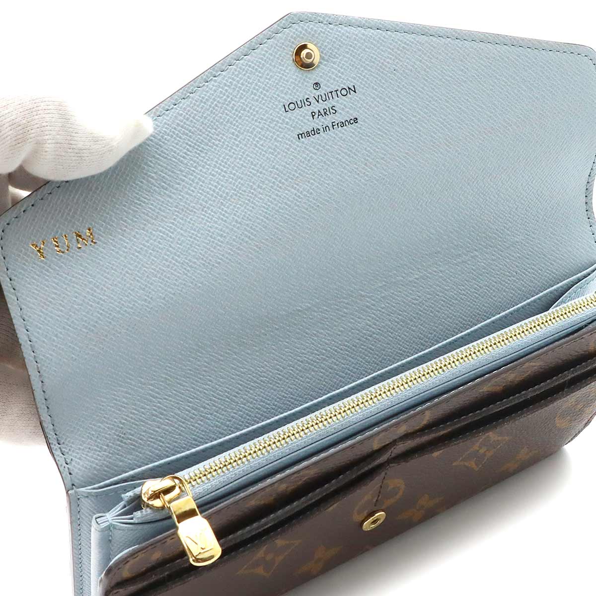Monogram Sarah Wallet Brown Blue Olympe M83580