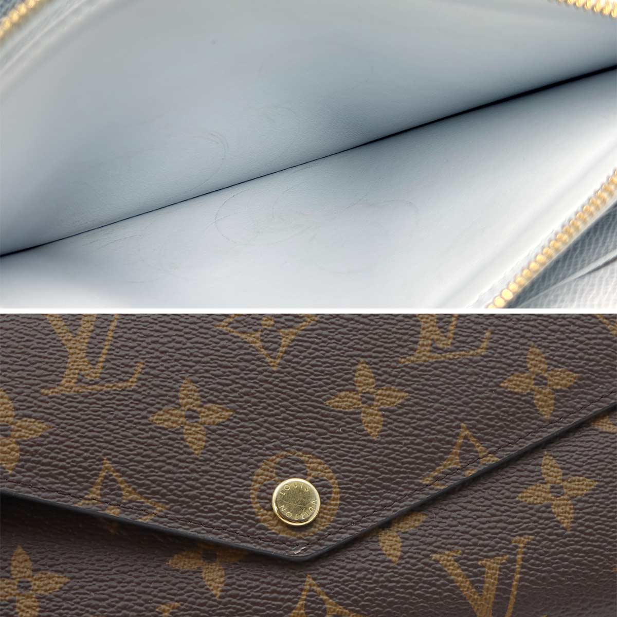 Monogram Sarah Wallet Brown Blue Olympe M83580