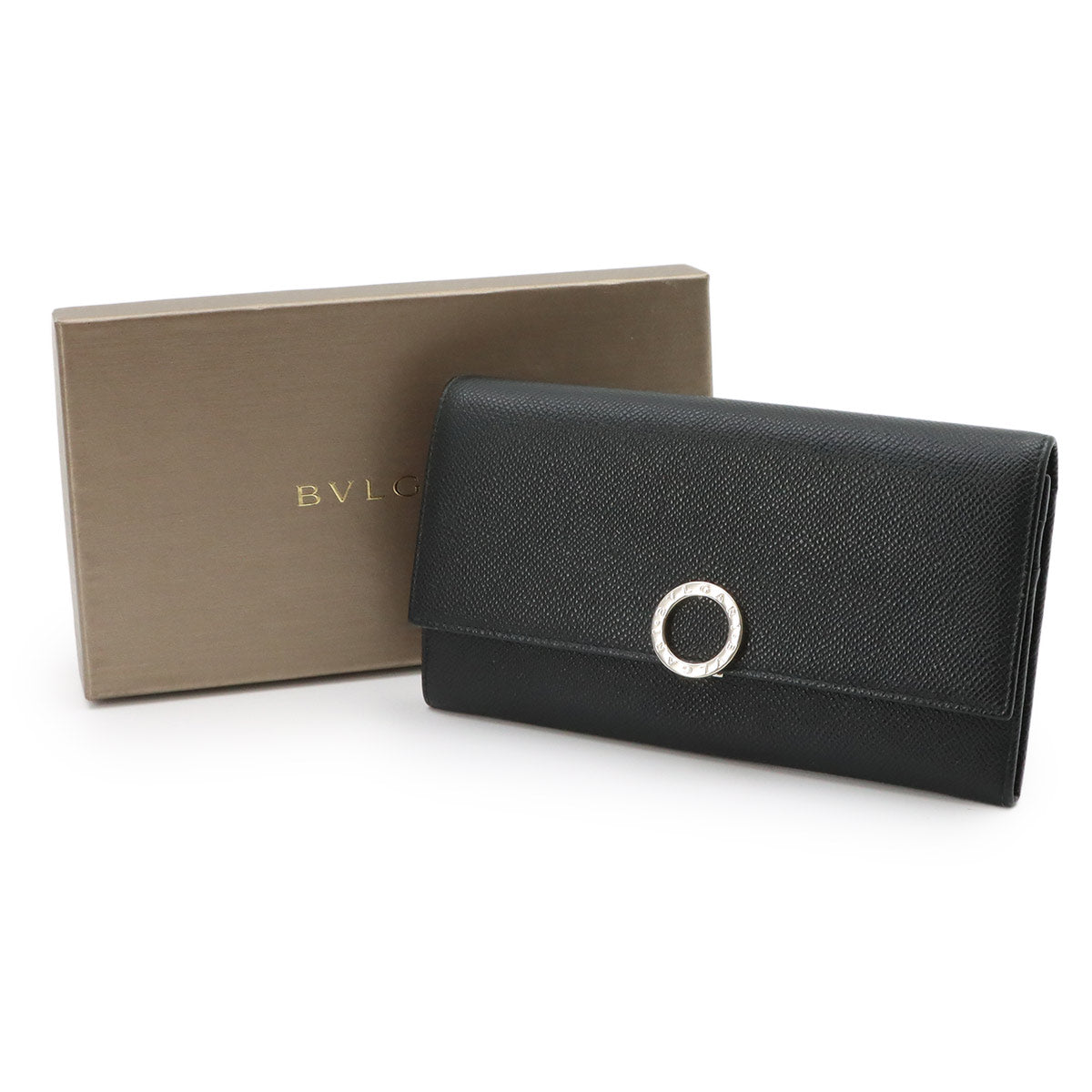 BVLGARIBVLGARI Long Wallet Leather Black 30414 Purse
