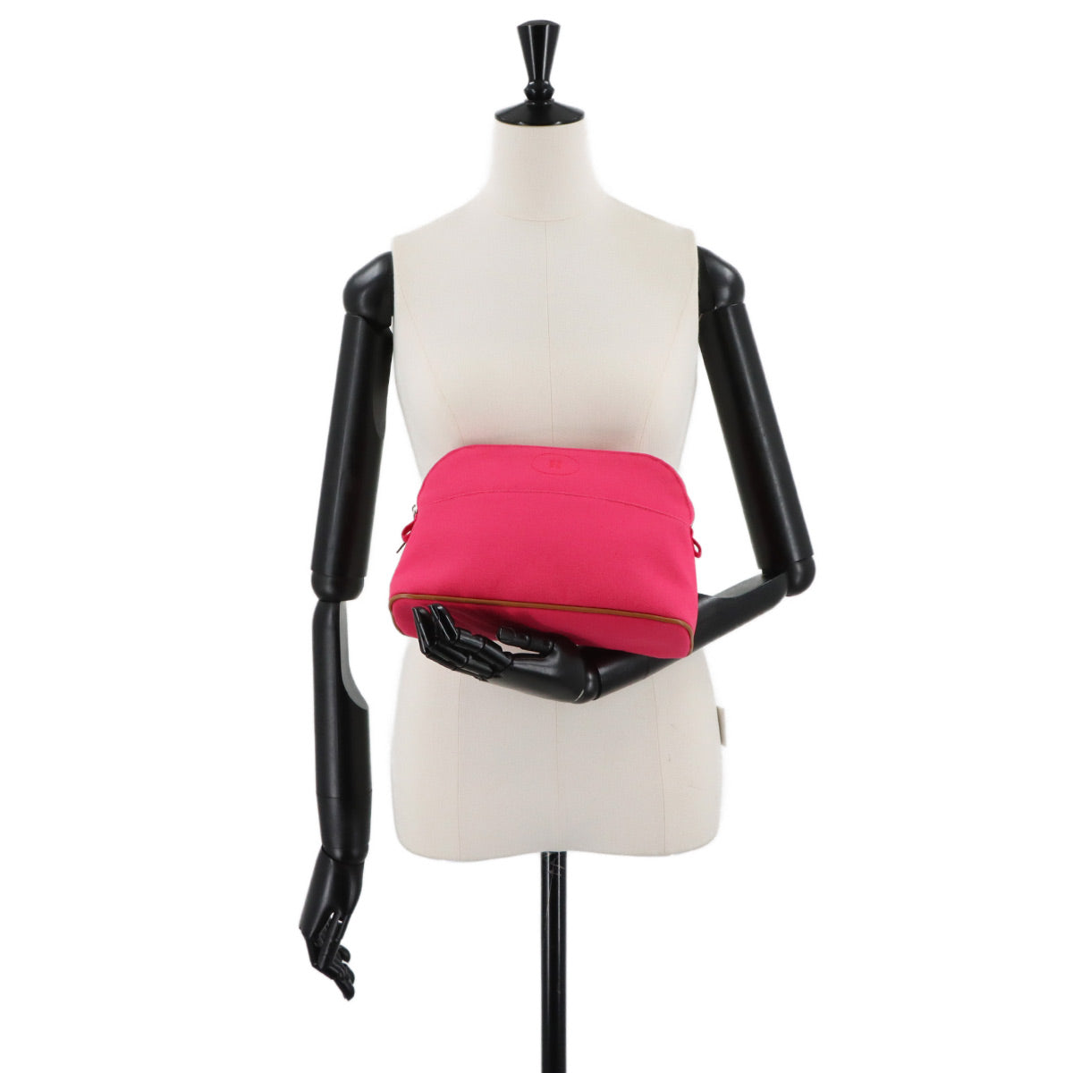 Bolide Pouch MM Cotton Canvas Leather Hibiscus Purse