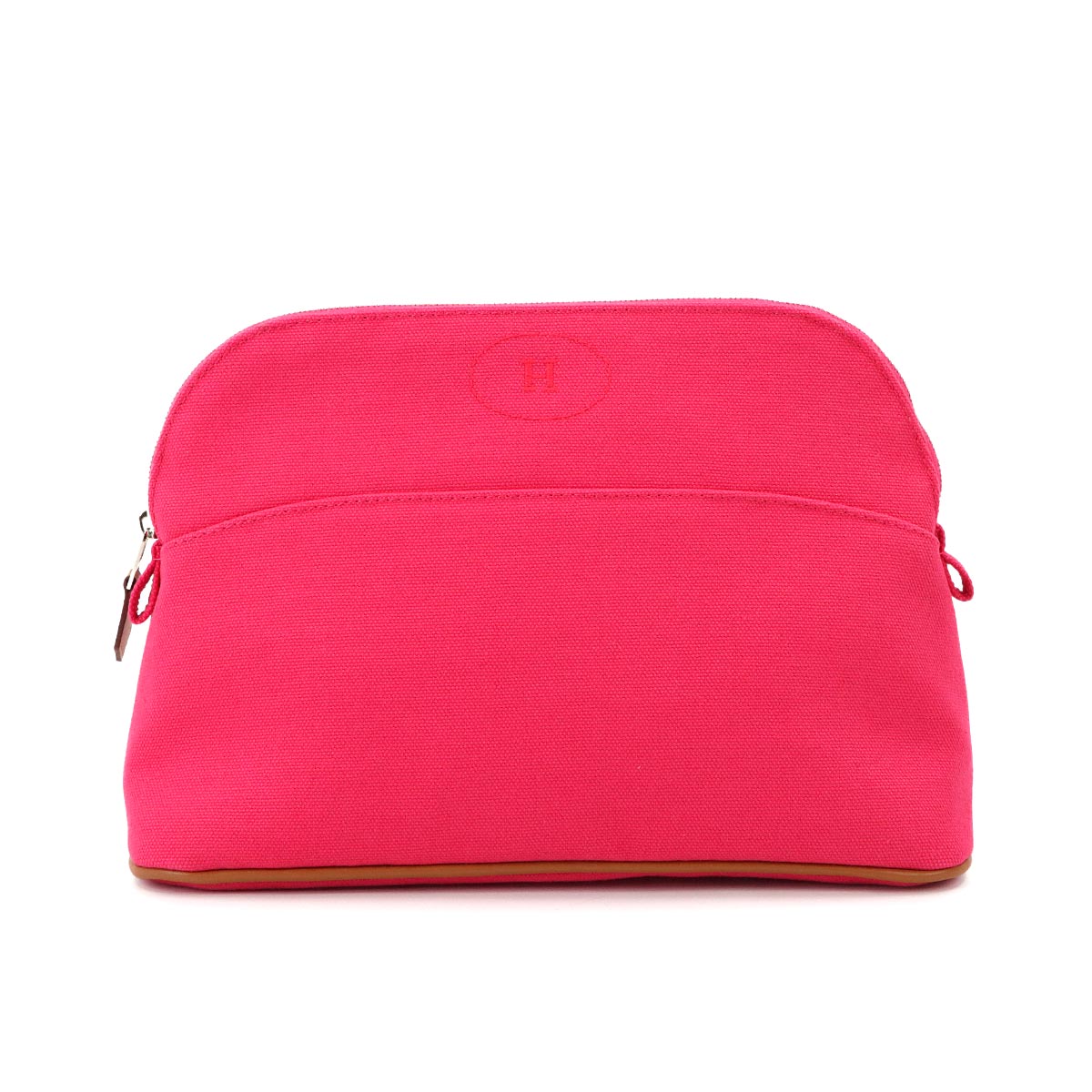 Bolide Pouch MM Cotton Canvas Leather Hibiscus Purse