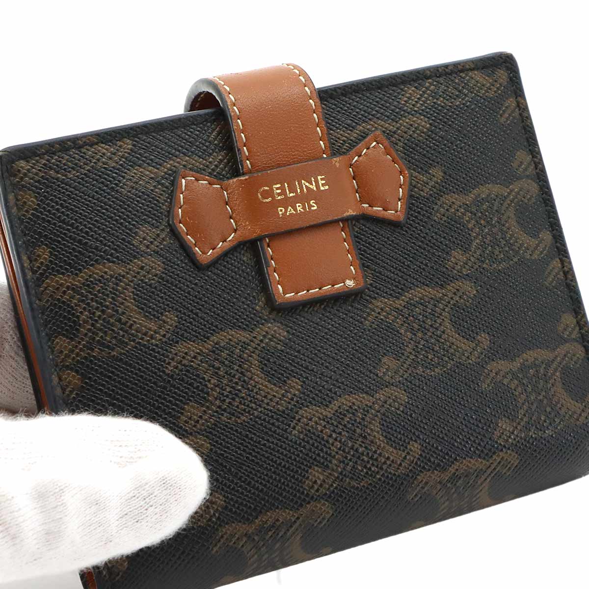 Triomphe Small Strap Wallet PVC Tan Brown 10H262DB7