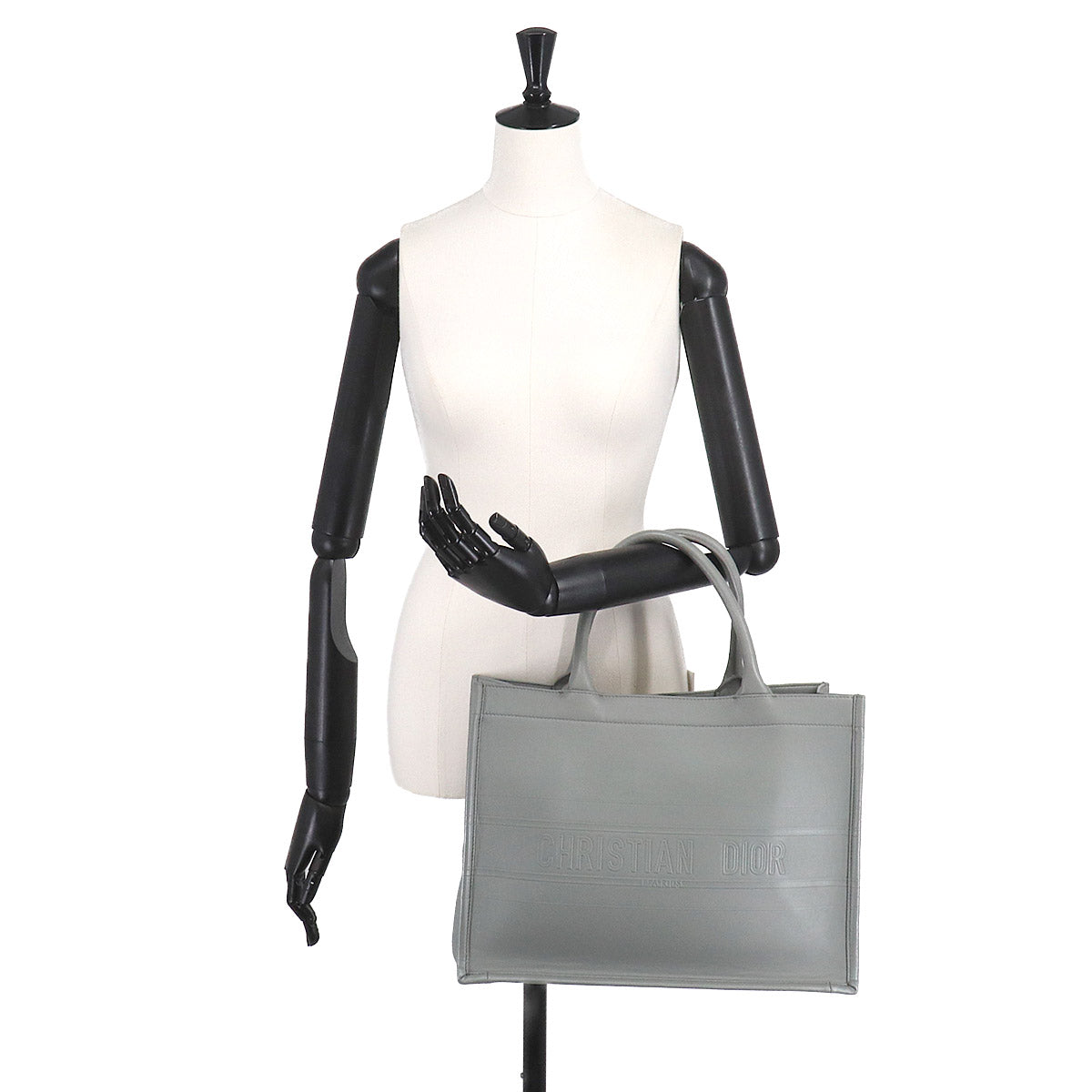Book Tote Medium Bag Leather Gray M1296ZGSB Purse