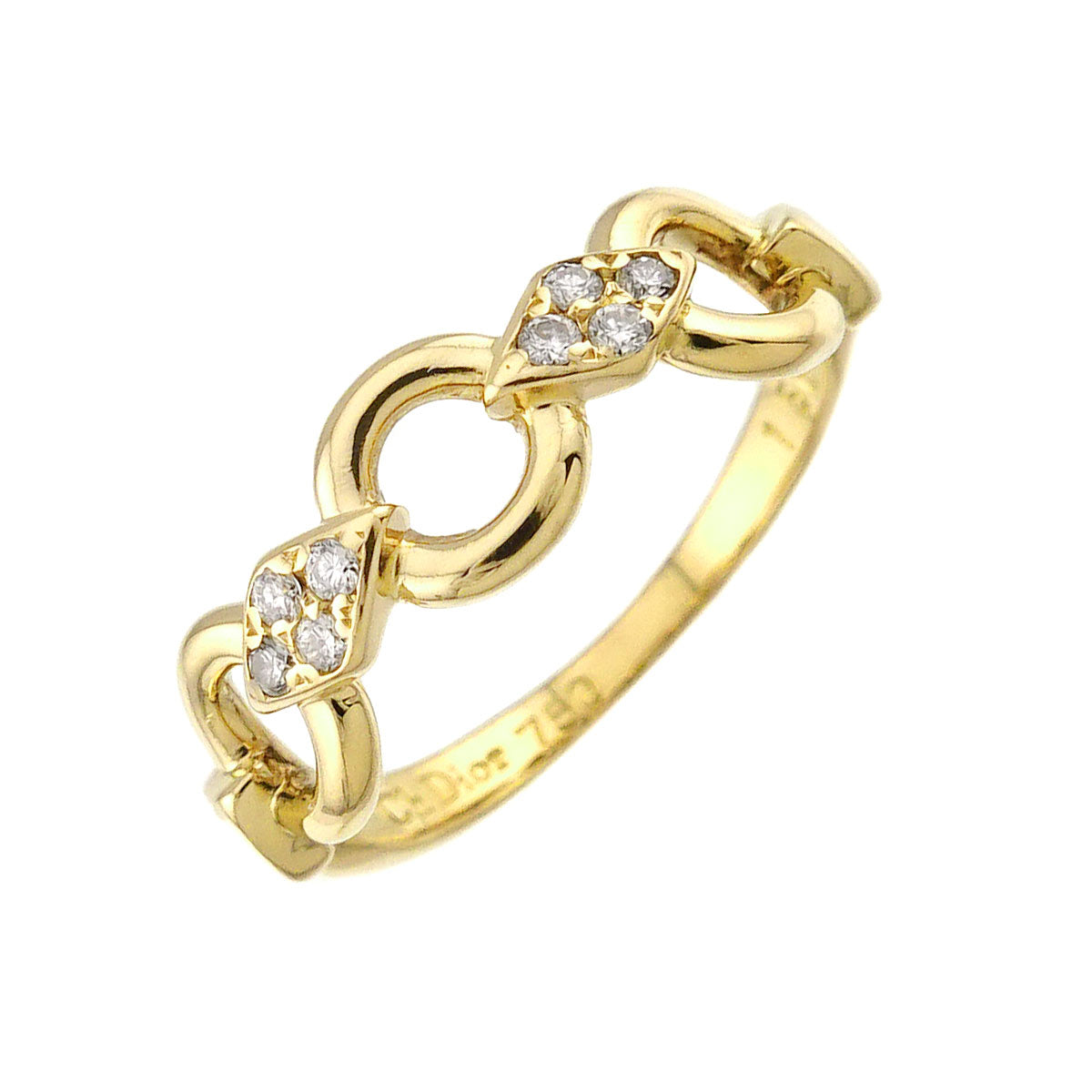 Diamond Ring 18K YG 750 size4.5(US)