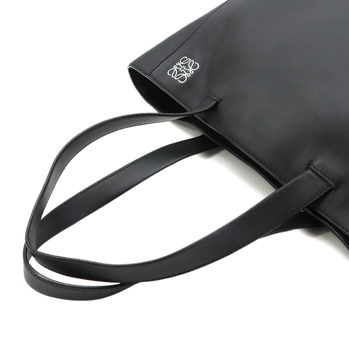 East West Shopper Tote Bag Leather Black Anagram Purse