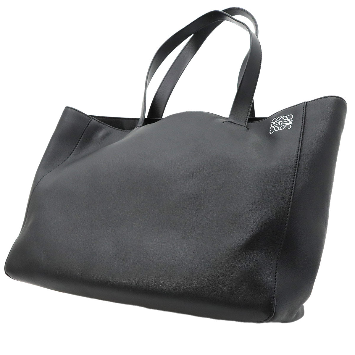 East West Shopper Tote Bag Leather Black Anagram Purse