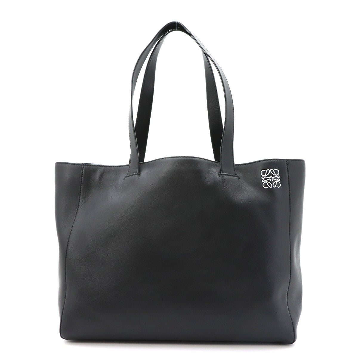 East West Shopper Tote Bag Leather Black Anagram Purse