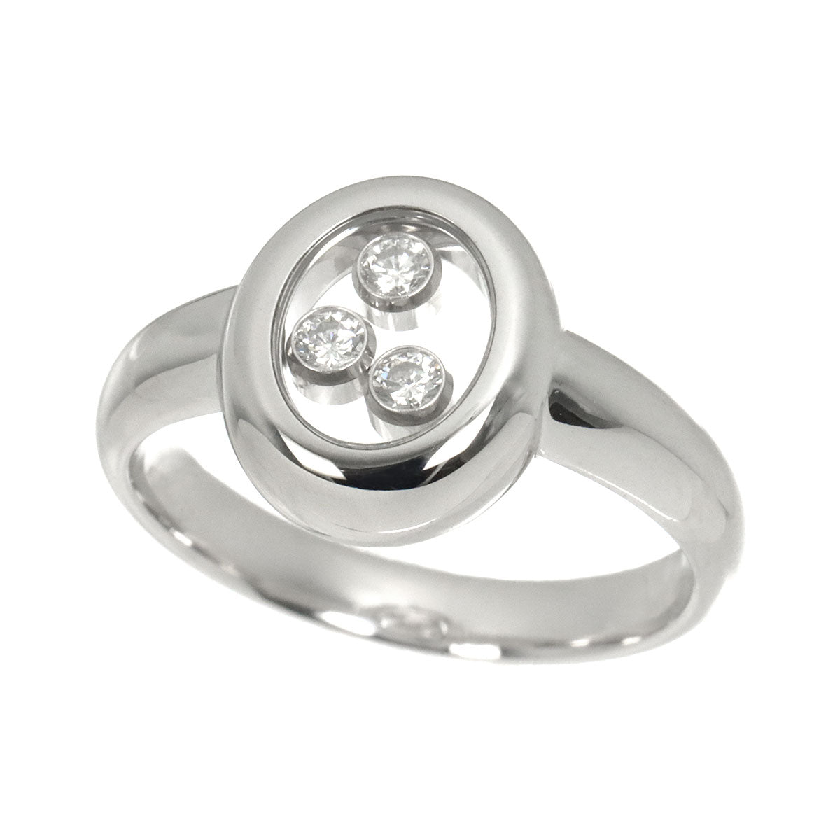 Happy Diamond Ring 18K White Gold 750 Size6(US)