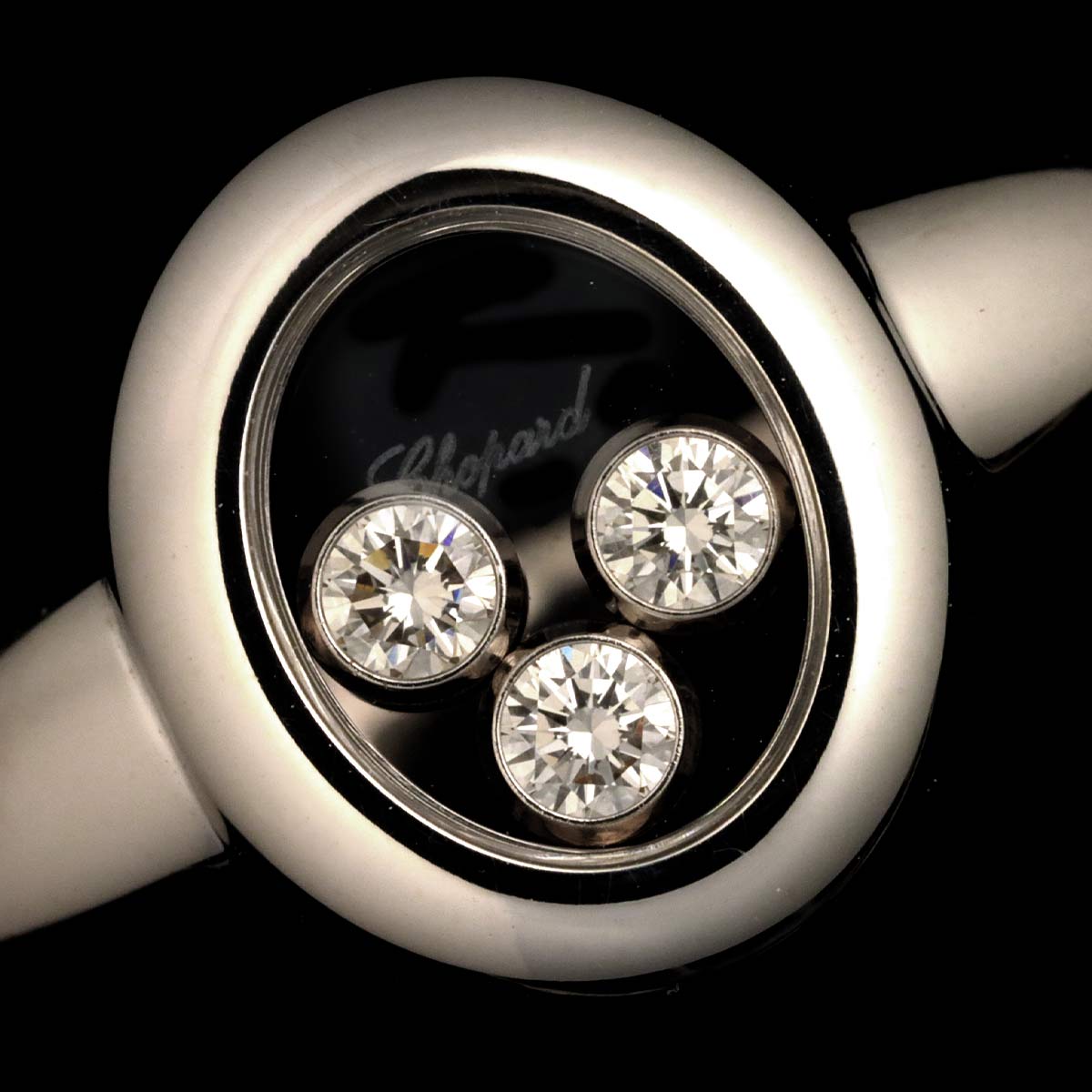 Happy Diamond Ring 18K White Gold 750 Size6(US)