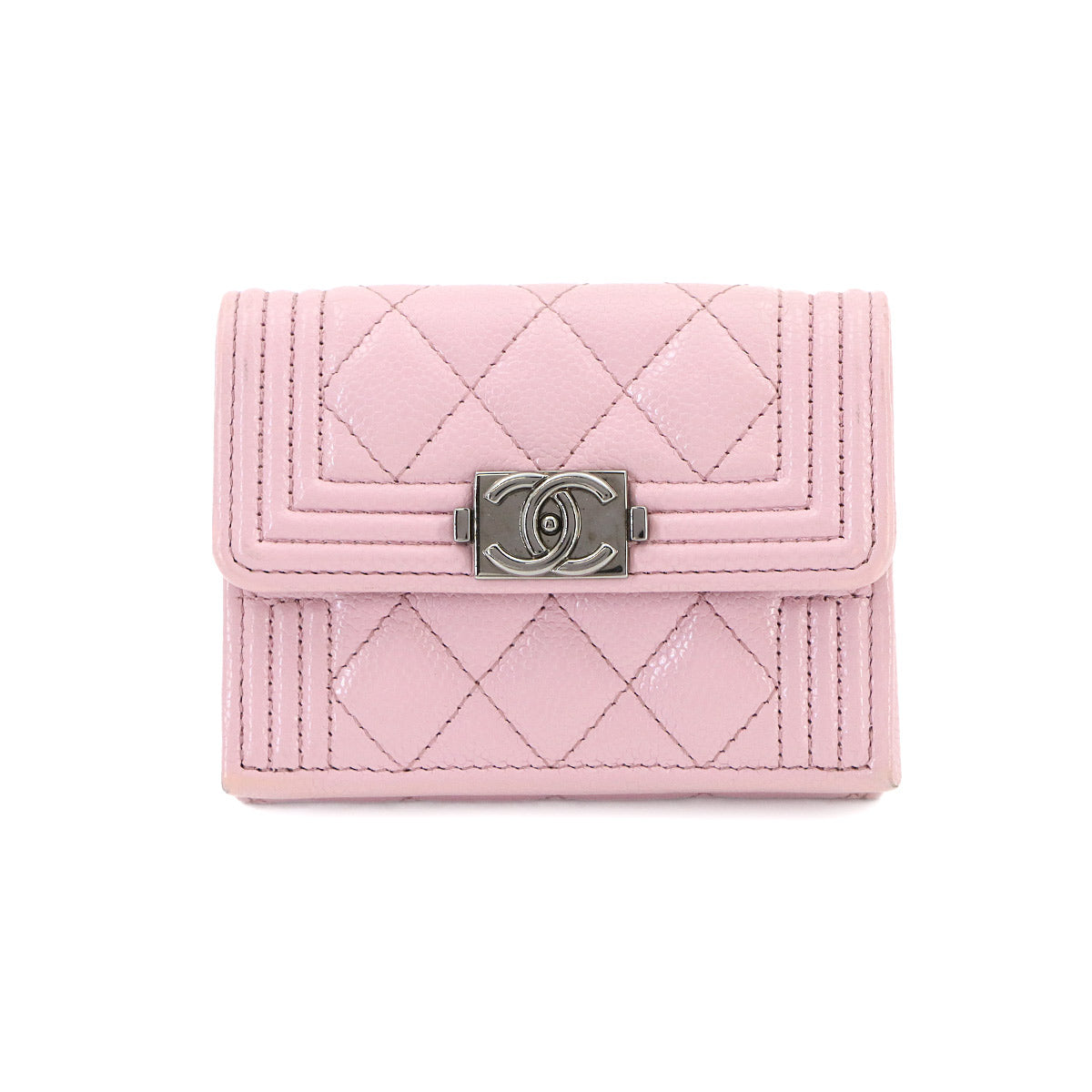 Boychanel Compact Wallet Leather Pink A84432 Purse