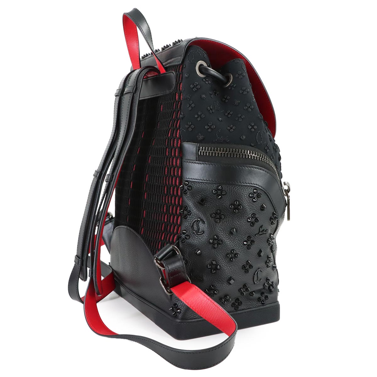 Explora funk Backpack Leather Canvas Black Red