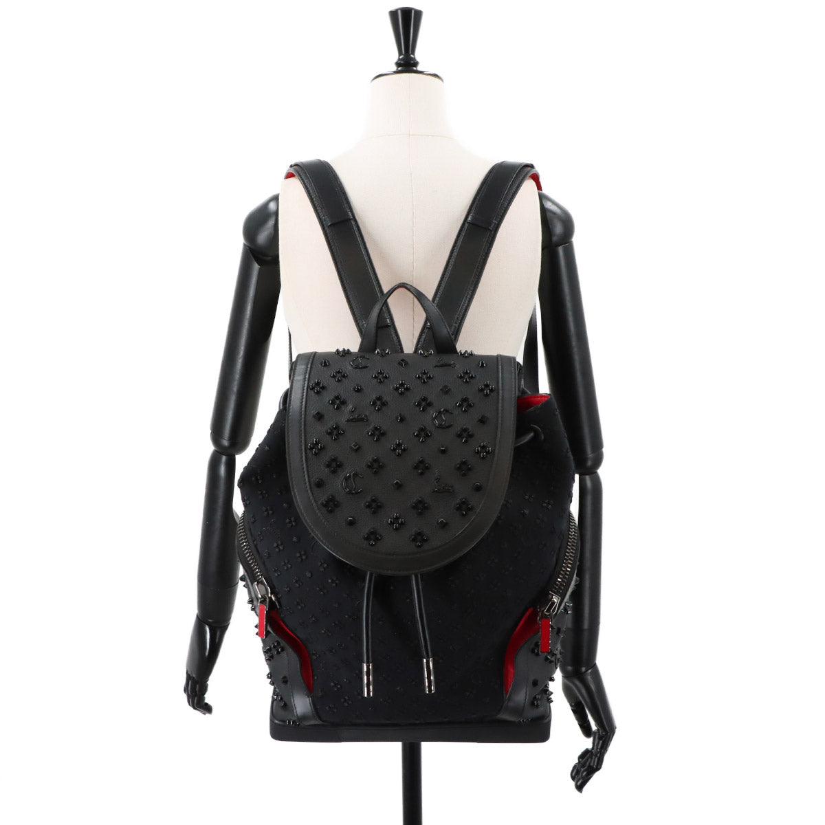 Explora funk Backpack Leather Canvas Black Red