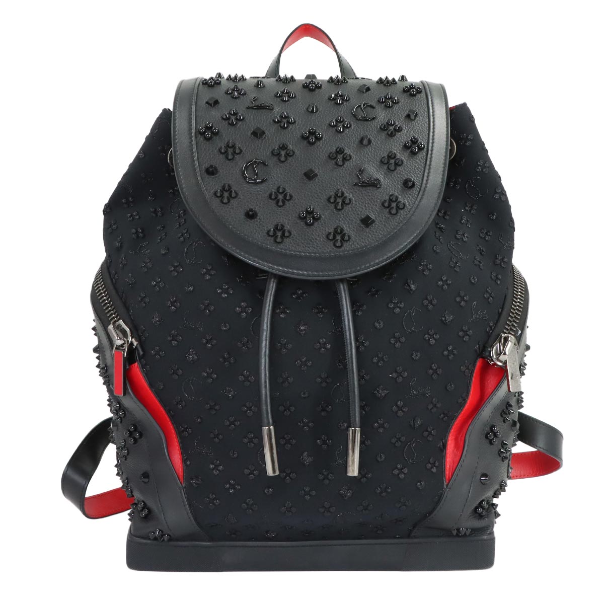 Explora funk Backpack Leather Canvas Black Red