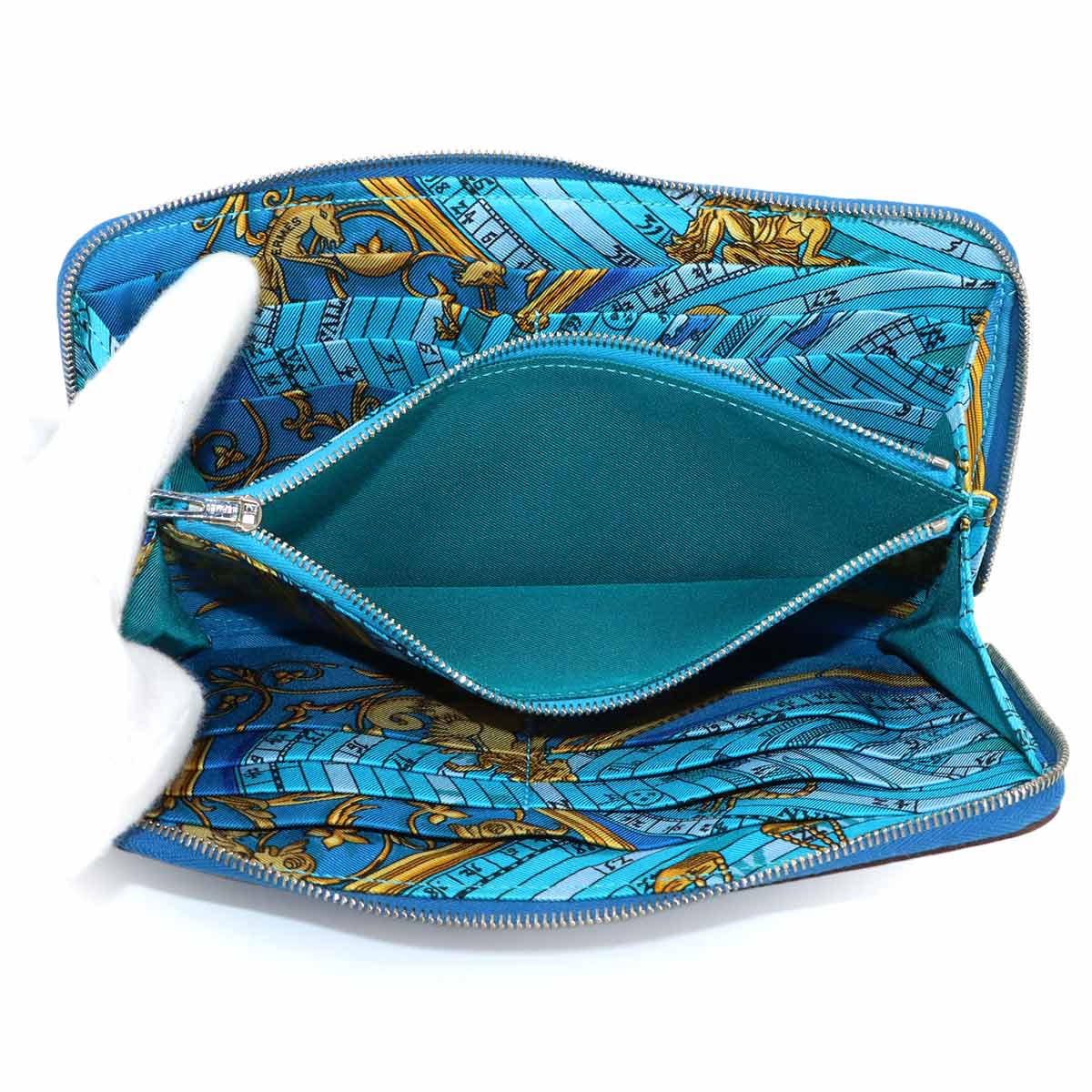 Azapp Long Silkin Long Wallet Epsom Blue Purse