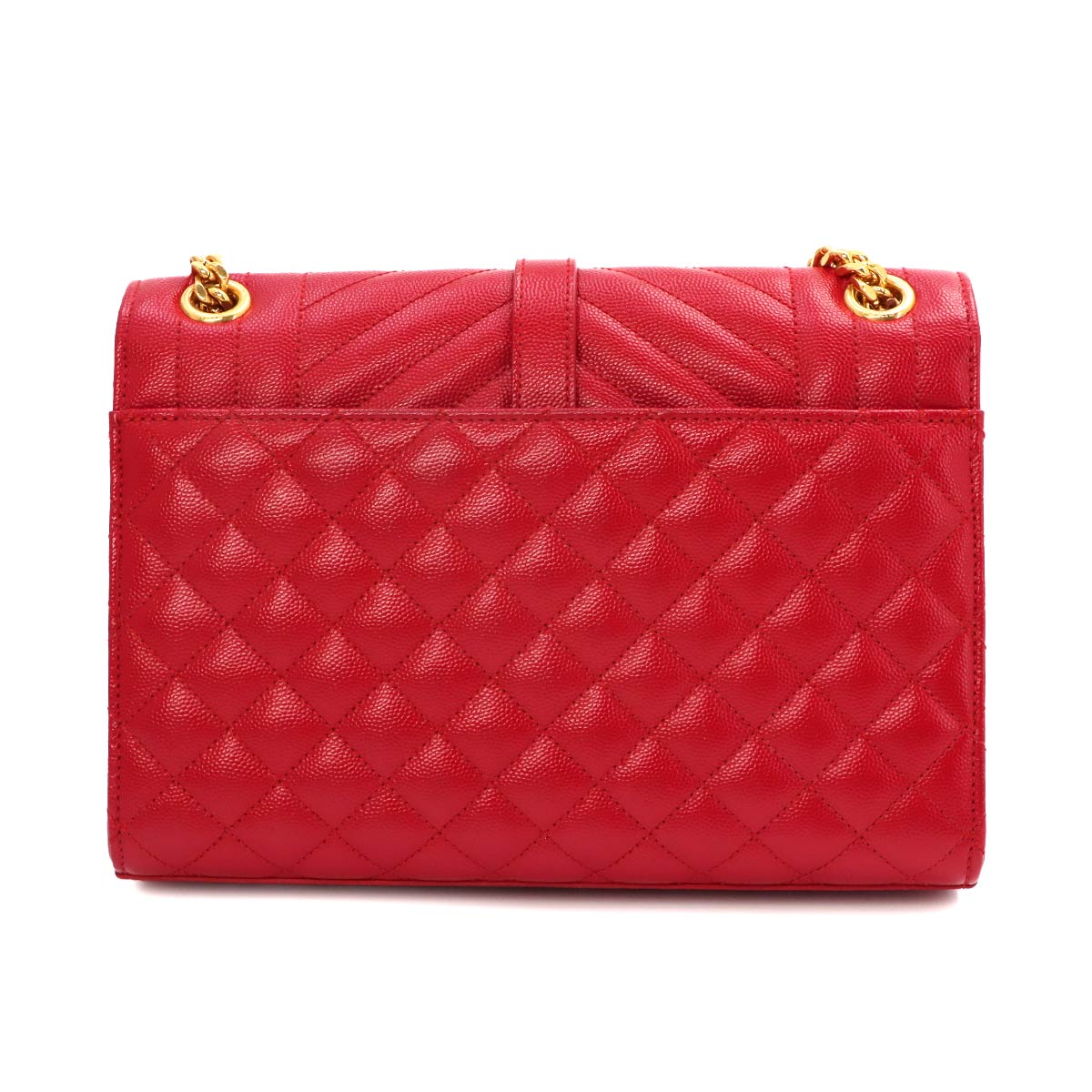 Envelope Medium Chain Shoulder Bag Leather Red 487206