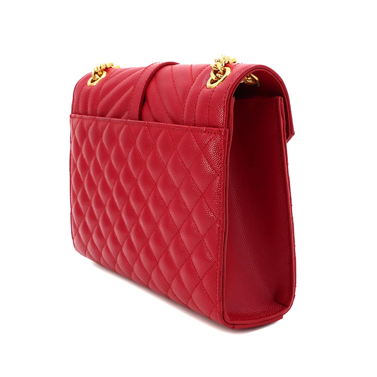 Envelope Medium Chain Shoulder Bag Leather Red 487206