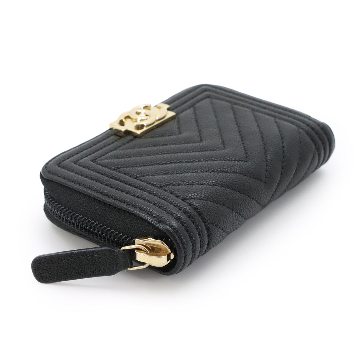 Boy Chanel Zipped Coin Purse Leather Black A80602