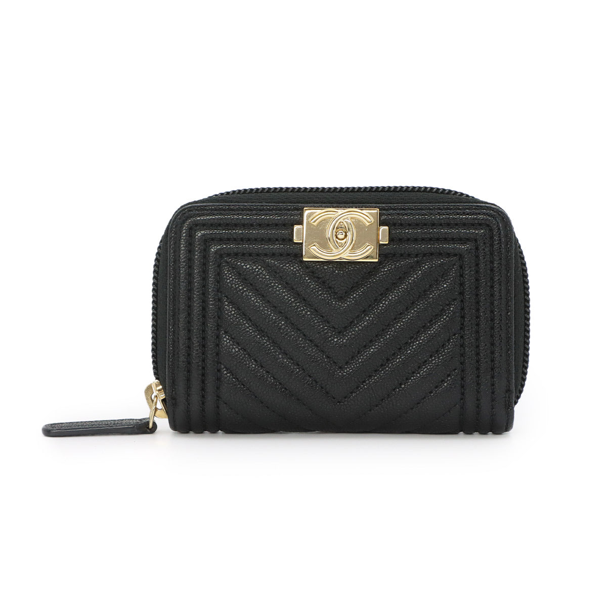 Boy Chanel Zipped Coin Purse Leather Black A80602