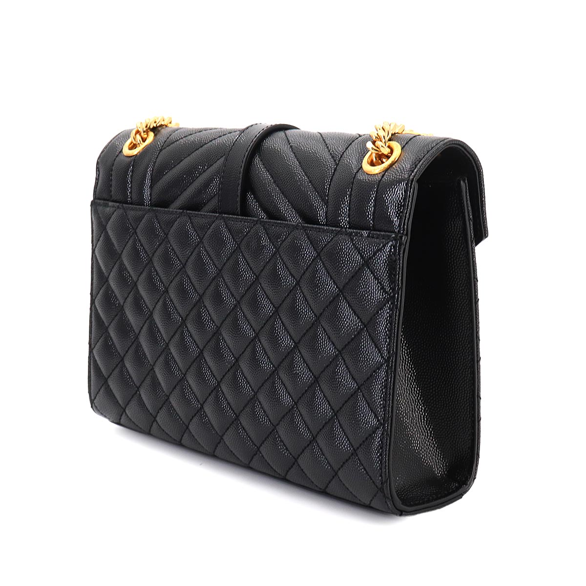 Envelope Medium Chain Shoulder Bag Leather Black 600185