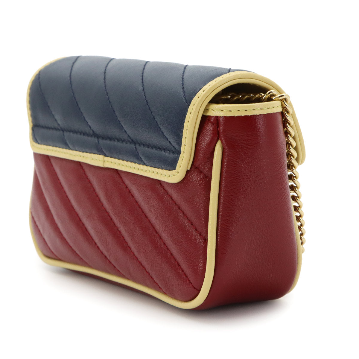 Super Mini Chain Shoulder Bag Leather Red Navy 574969 Purse