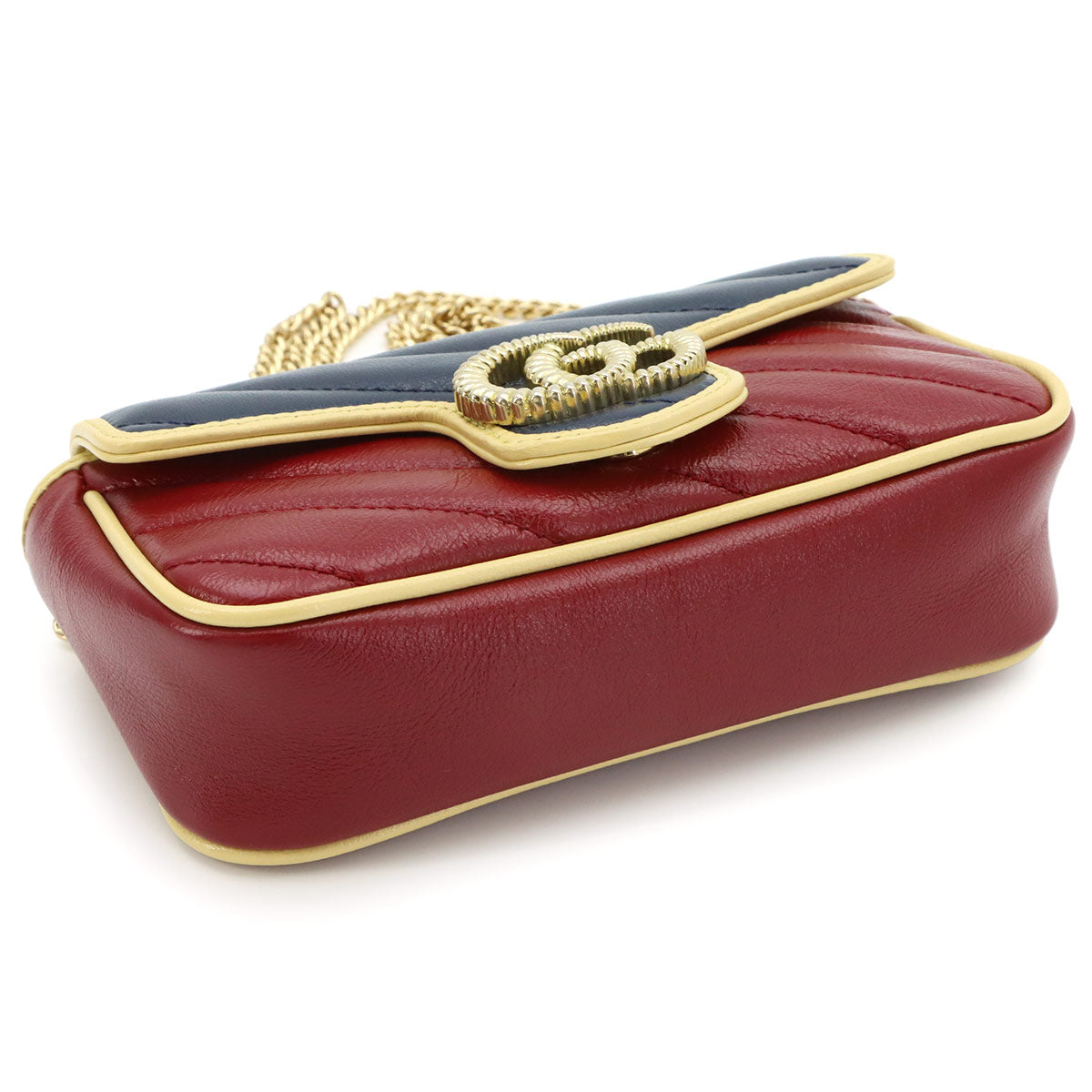 Super Mini Chain Shoulder Bag Leather Red Navy 574969 Purse