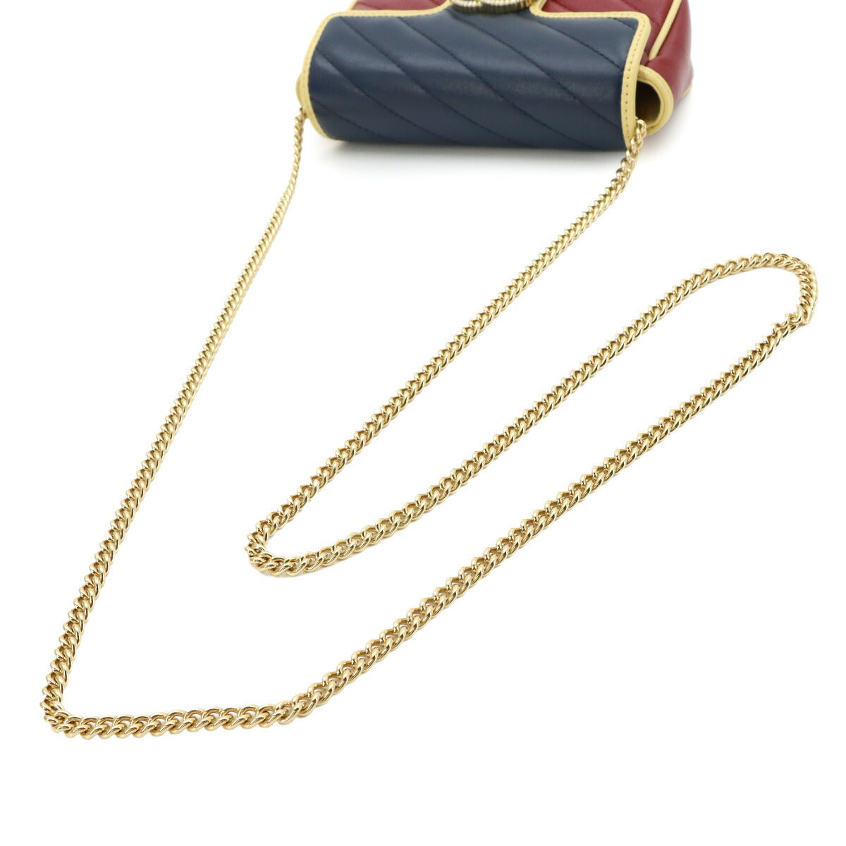 Super Mini Chain Shoulder Bag Leather Red Navy 574969 Purse